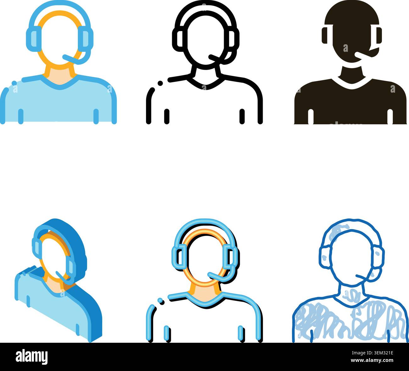 webshop call center mix operator icon vector outline Stock Vector