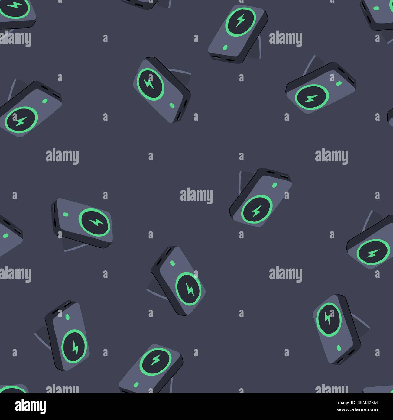 seamless pattern capacity power bank wireless cartoon vector Stock Vector