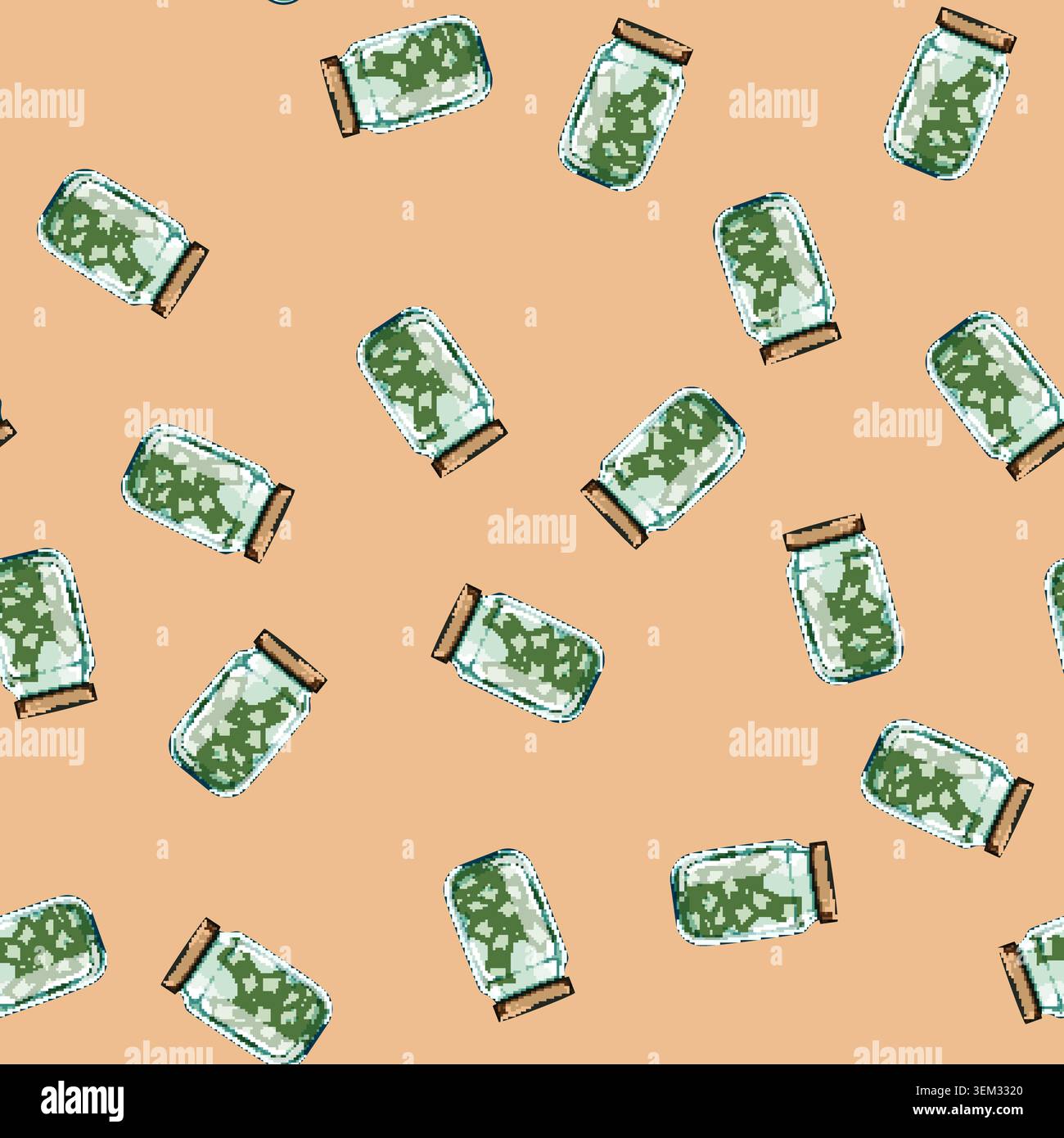 seamless pattern glass coin jar cartoon vector Stock Vector