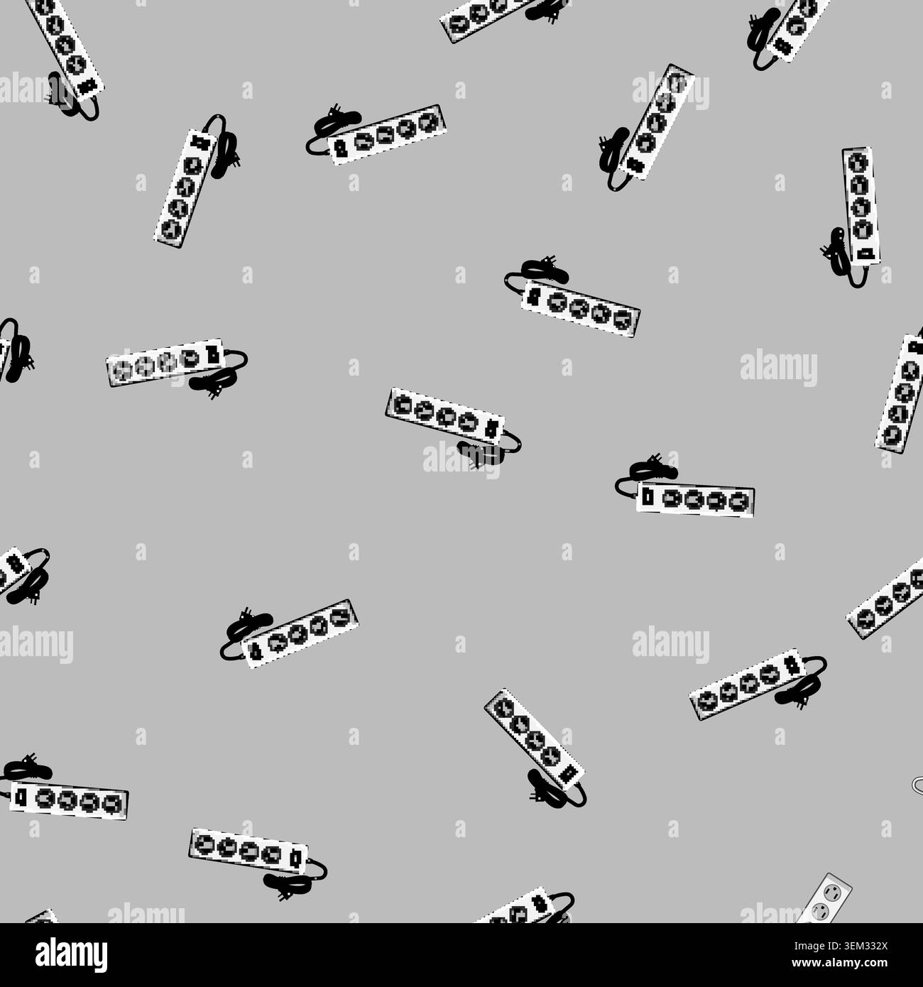 seamless pattern Power strip having multiple outlets for electricity Stock Vector