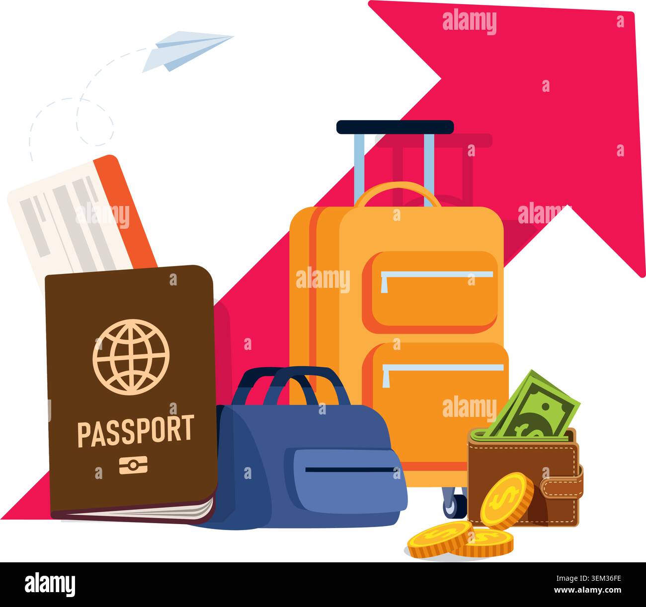 Increasing Travel Costs and Global Tourism Concept Stock Illustration Stock Vector