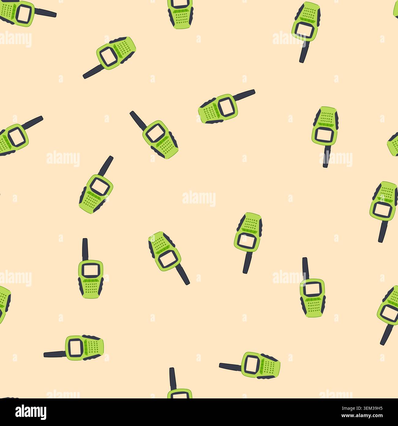 seamless pattern police walkie talkie cartoon vector Stock Vector