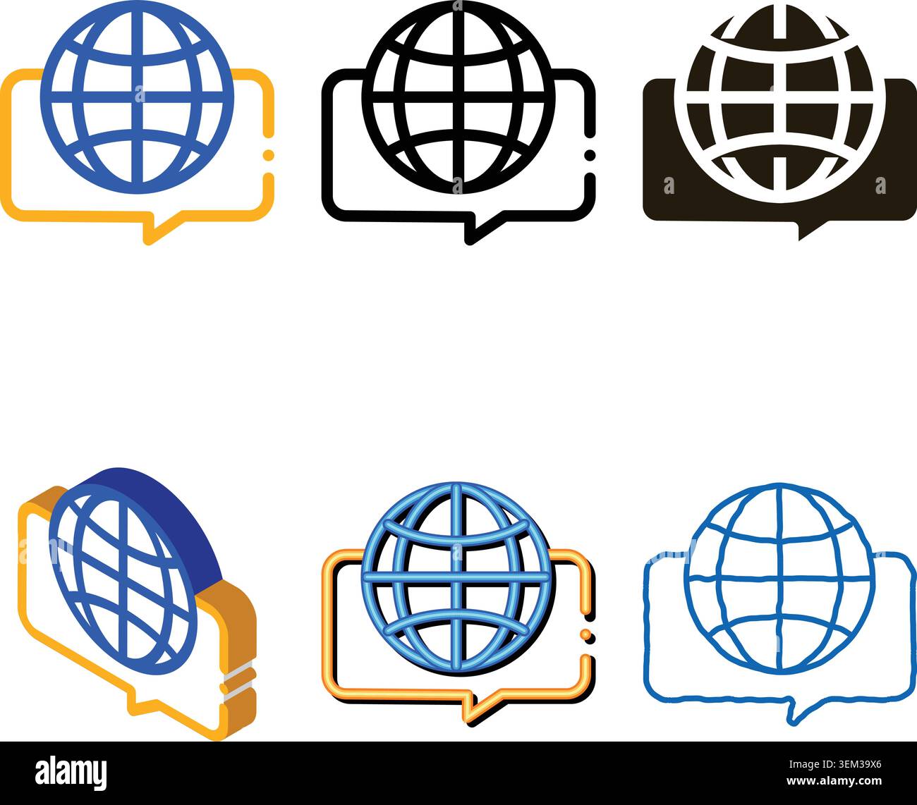 earth globe in quote frame icon simplified thin line vector Stock Vector