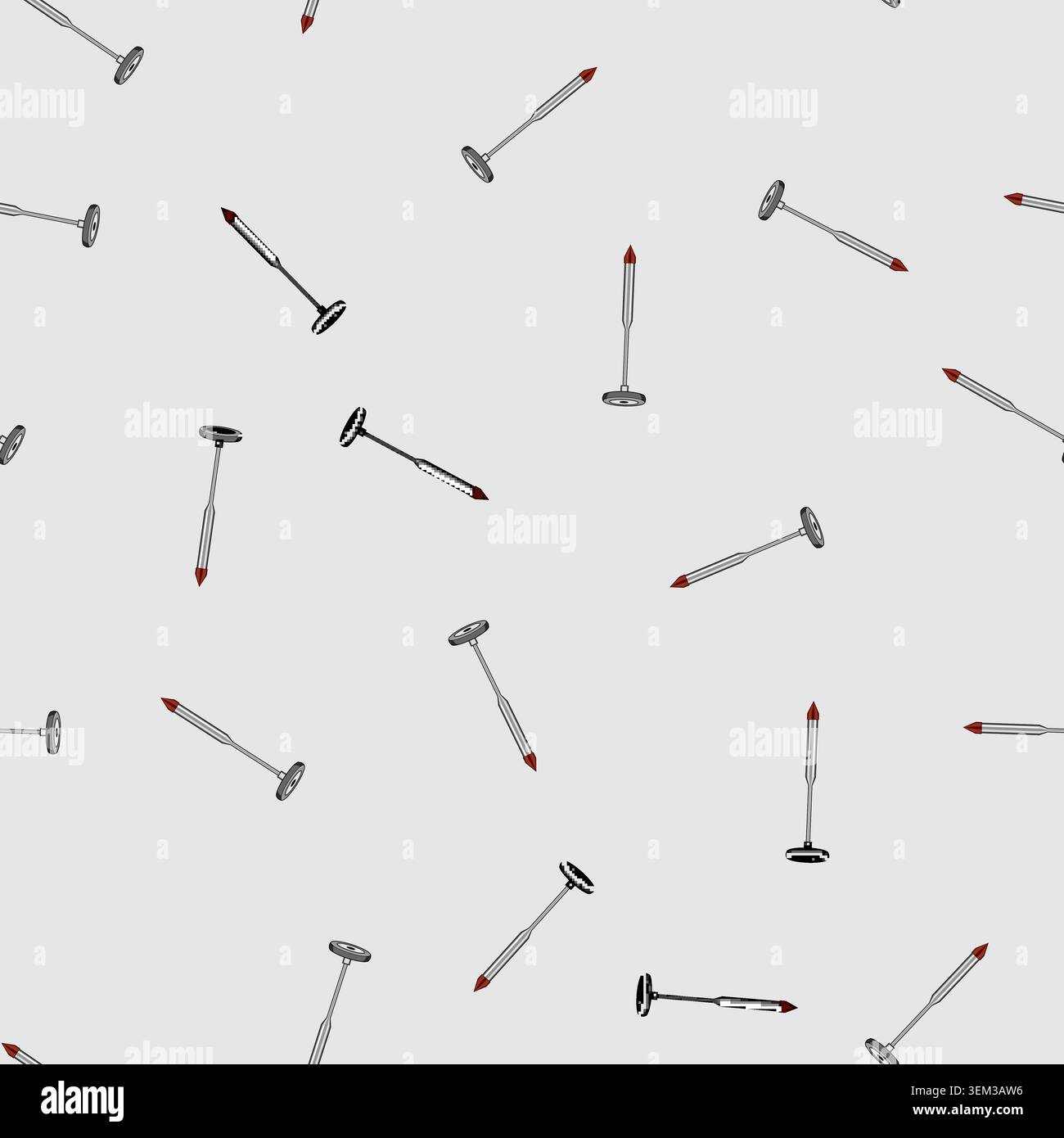 seamless pattern healthcare reflex hammer cartoon vector Stock Vector