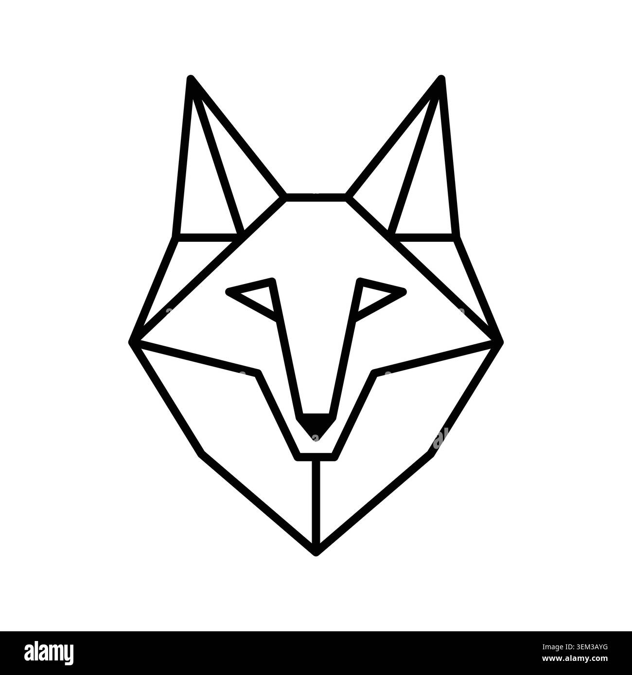 Geometric fox head vector line art logo icon design Stock Vector