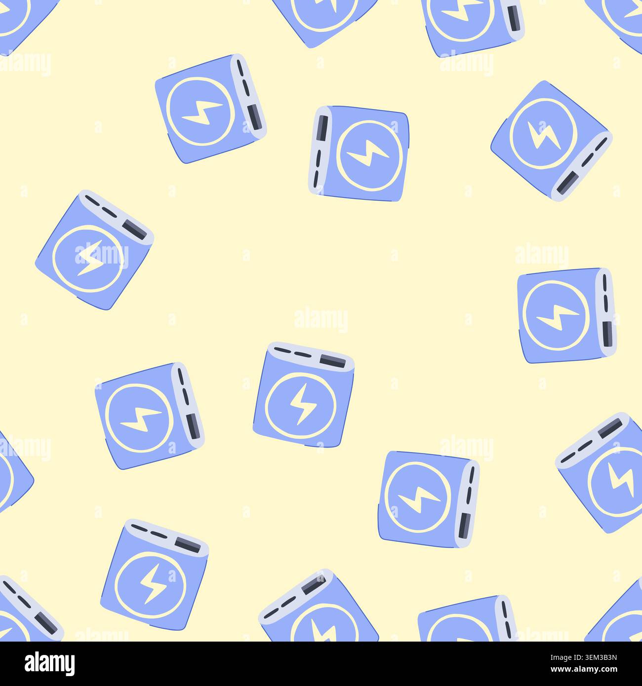 seamless pattern compact power bank wireless cartoon vector Stock Vector