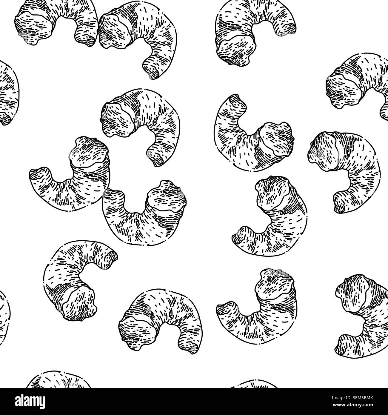 seamless pattern shrimp peeled sketch hand drawn Stock Vector