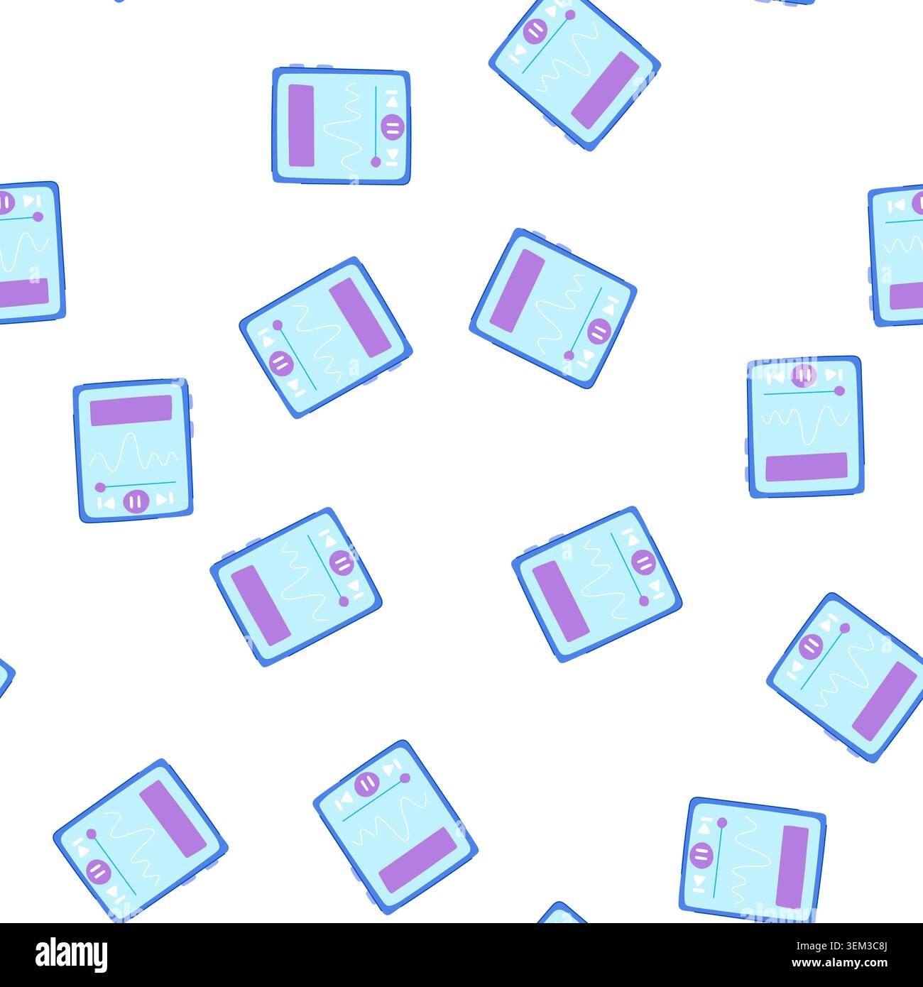 pattern sound mp3 player cartoon vector Stock Vector