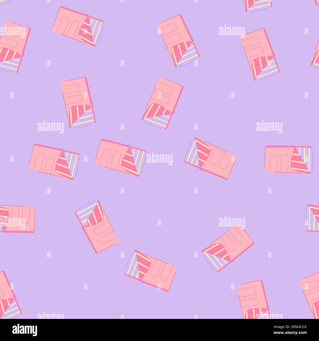 seamless pattern outdoor sleeping bag cartoon vector Stock Vector