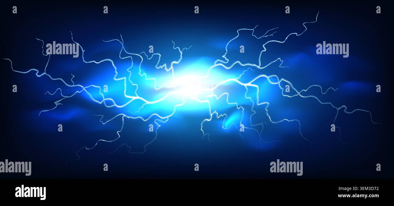 Bright lightning effect on black Stock Vector