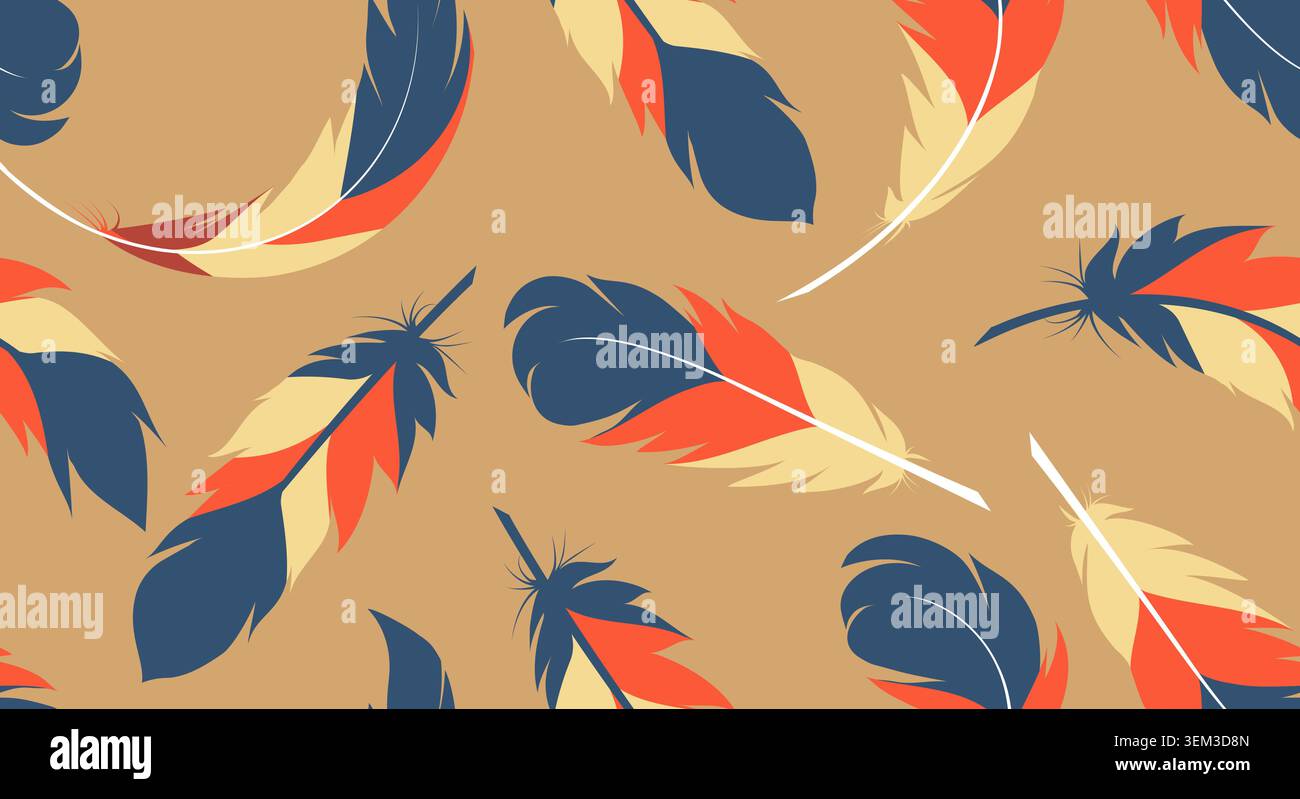 Cartoon bird feathers seamless pattern Stock Vector