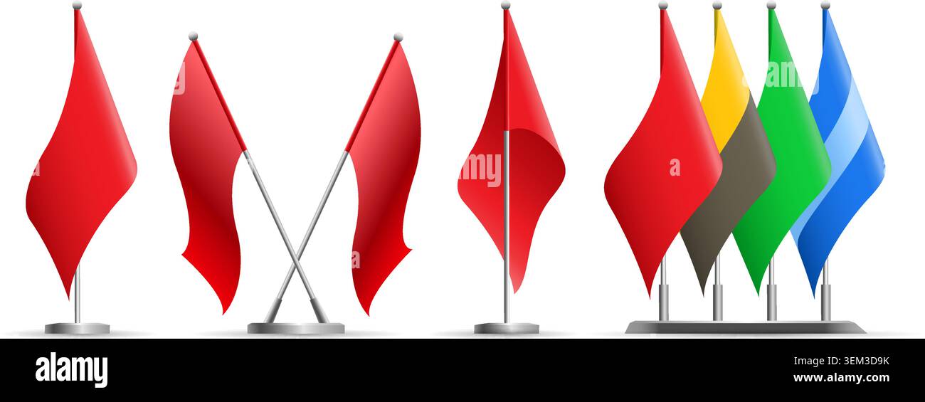 Realistic flags on stand Stock Vector