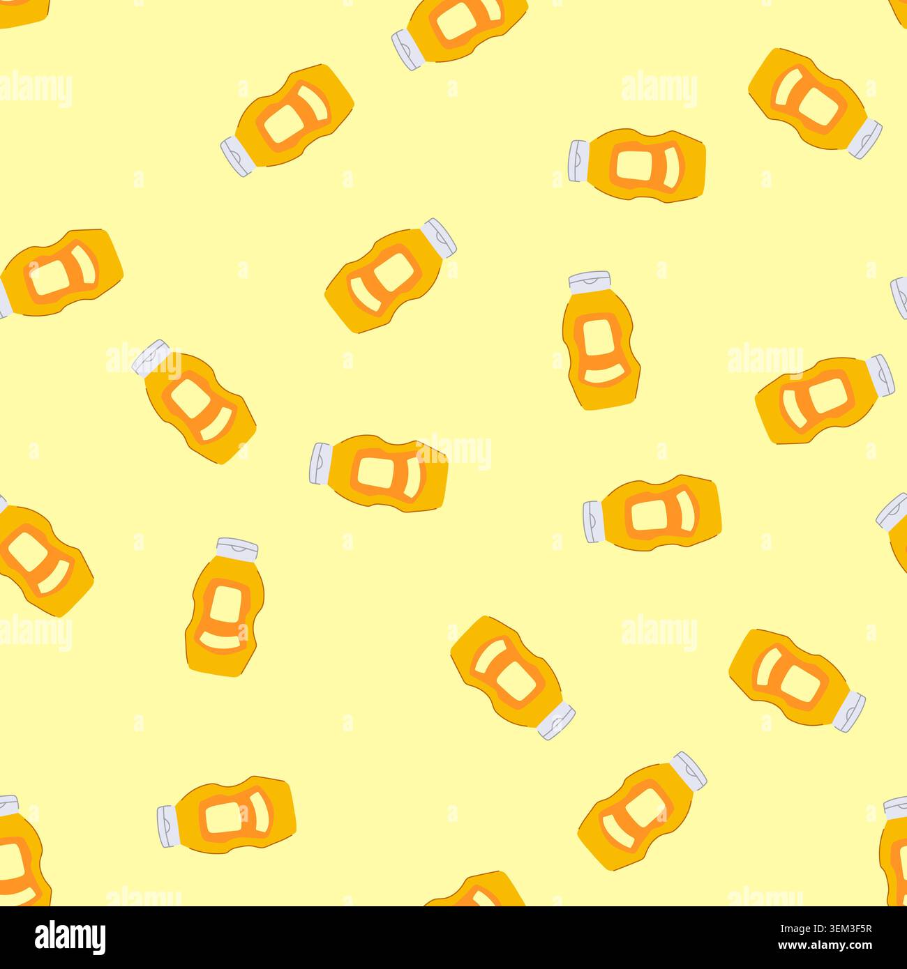 seamless pattern spicy mustard bottle cartoon vector Stock Vector