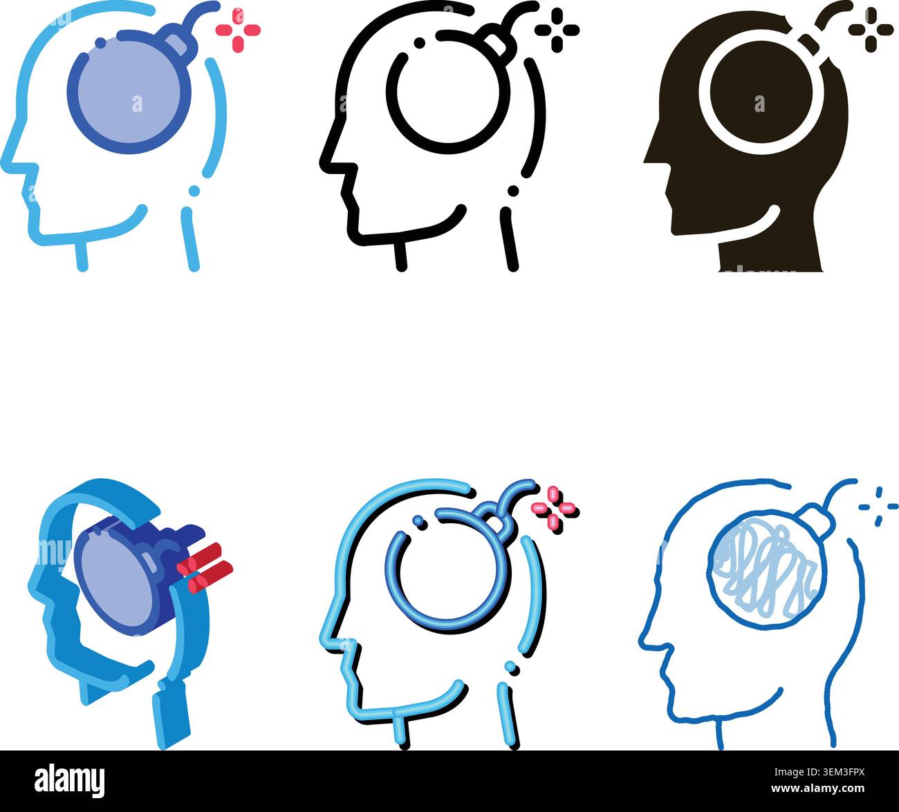 bomb dynamite man silhouette headache series vector icon Stock Vector
