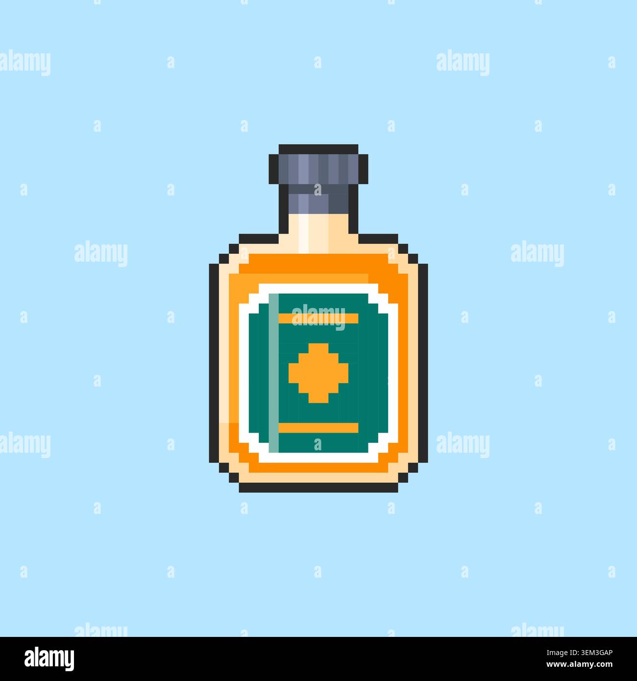 Pixel art Alcohol Bottle game asset design Stock Vector