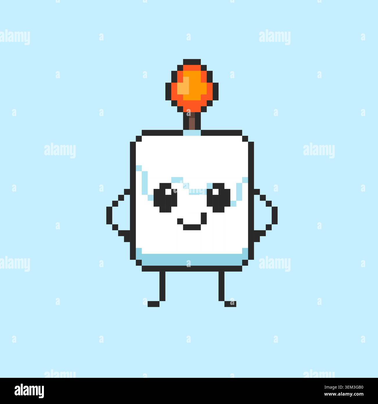 Pixel art Candle Character game asset design Stock Vector