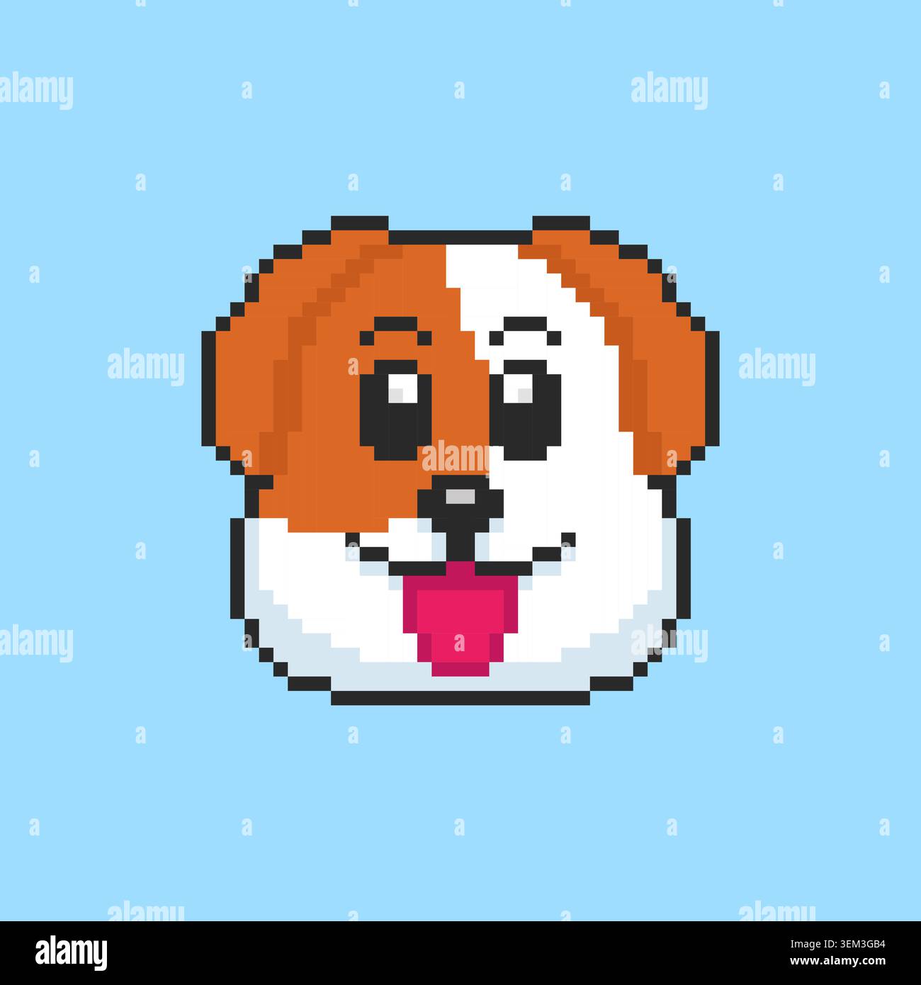 Pixel art cute dog game asset design Stock Vector