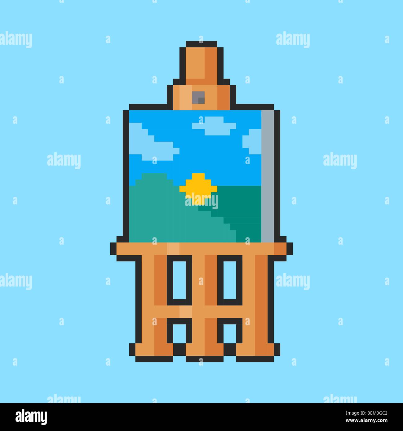 Pixel art Landscape Painting on Wooden Easel game asset design Stock ...
