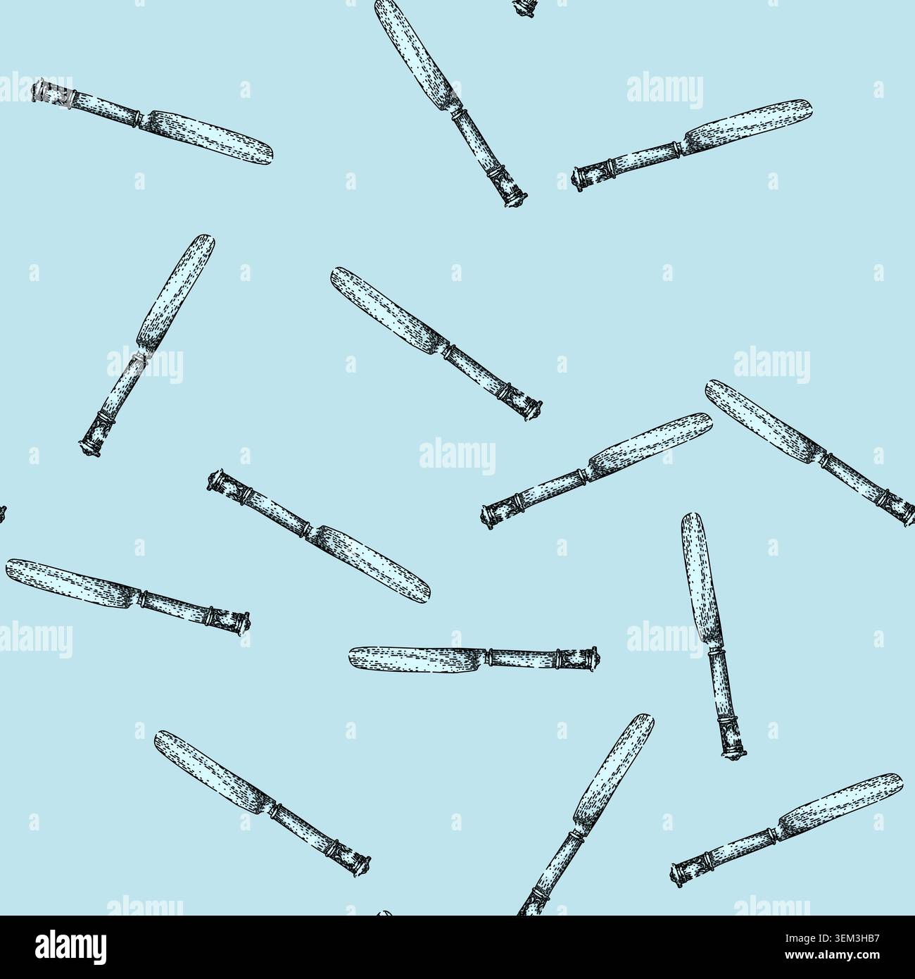 pattern personalized knife engraved silver sketch hand drawn Stock Vector