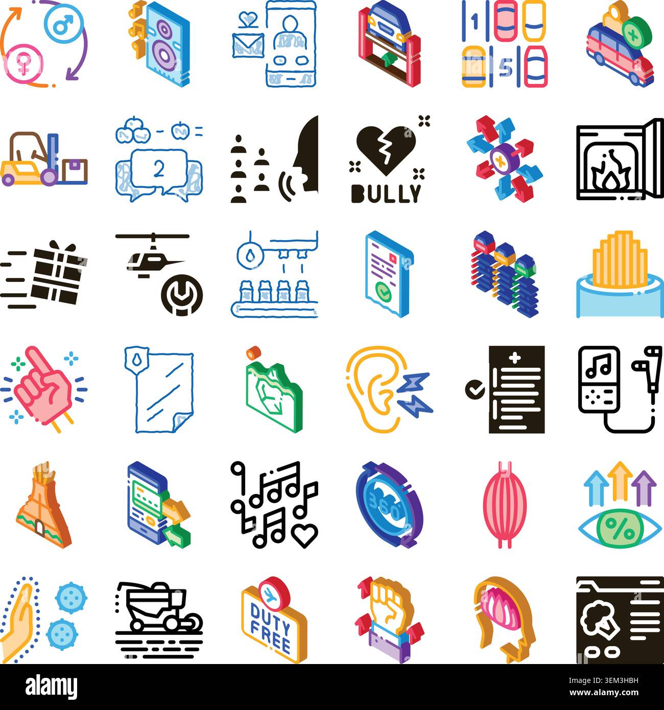 Colorful diverse icon set illustrating various concepts Stock Vector