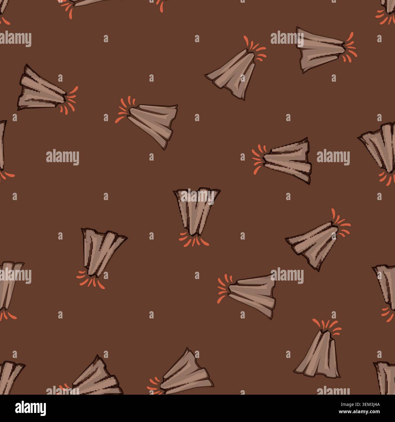 seamless pattern plume volcano eruption cartoon vector Stock Vector