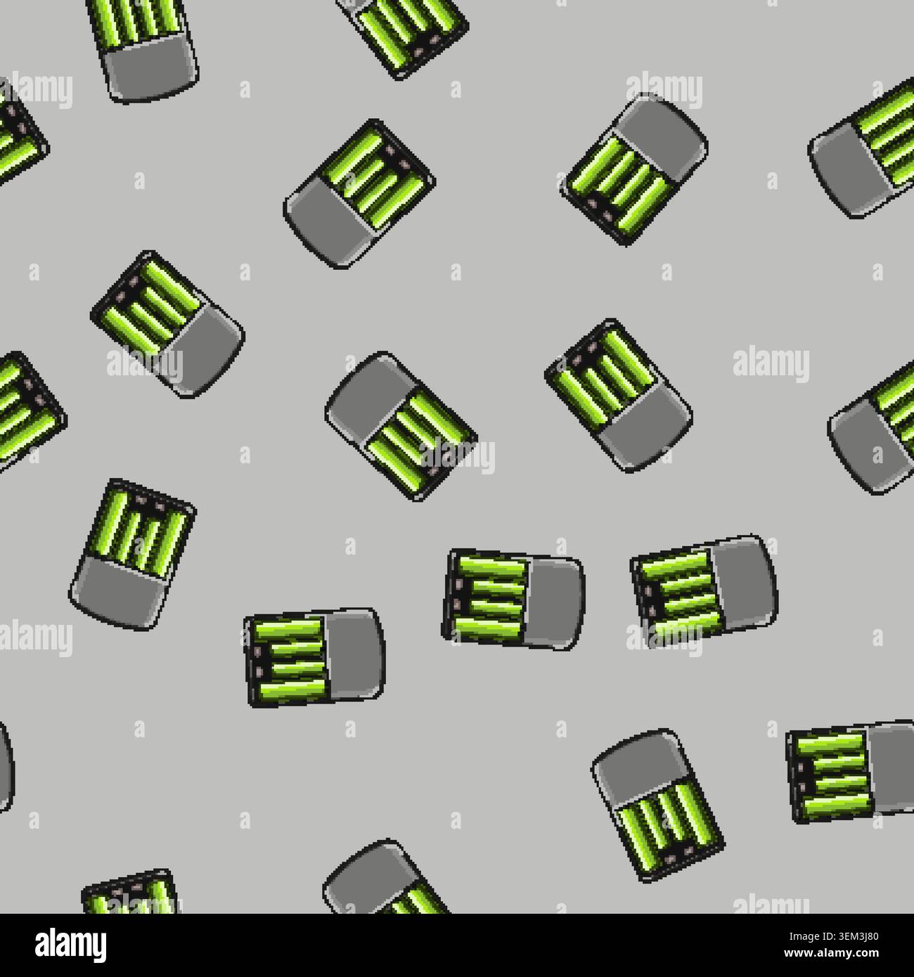 seamless pattern electric aa battery charger cartoon vector Stock Vector