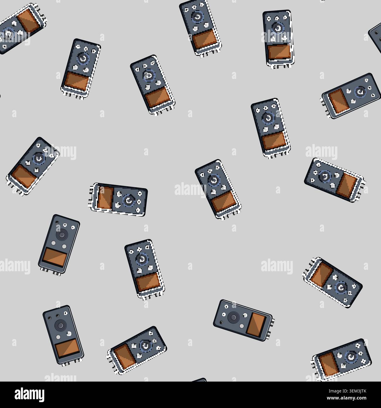 seamless pattern sound dictaphone cartoon vector Stock Vector
