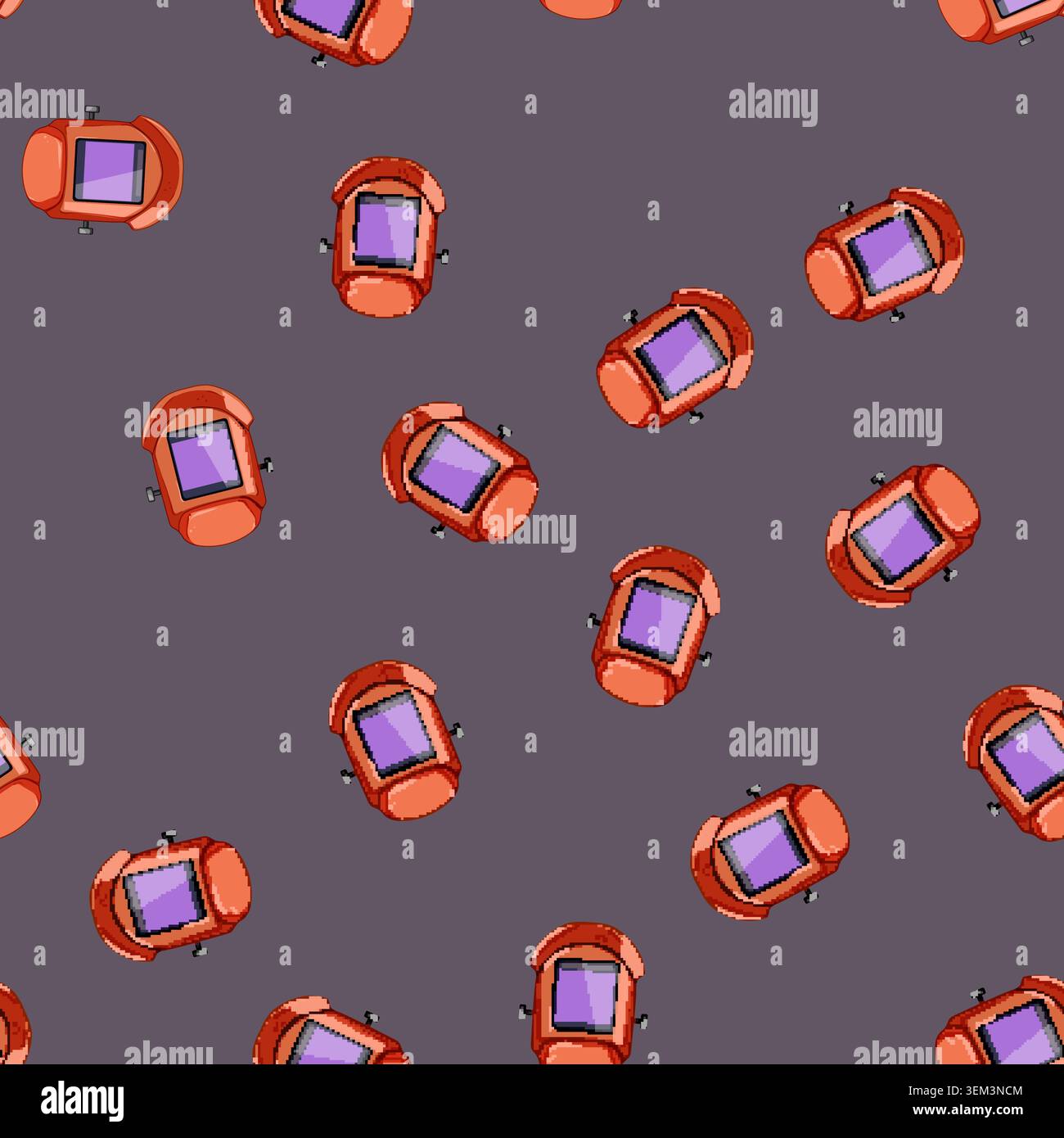 seamless pattern steel helmet welding cartoon vector Stock Vector