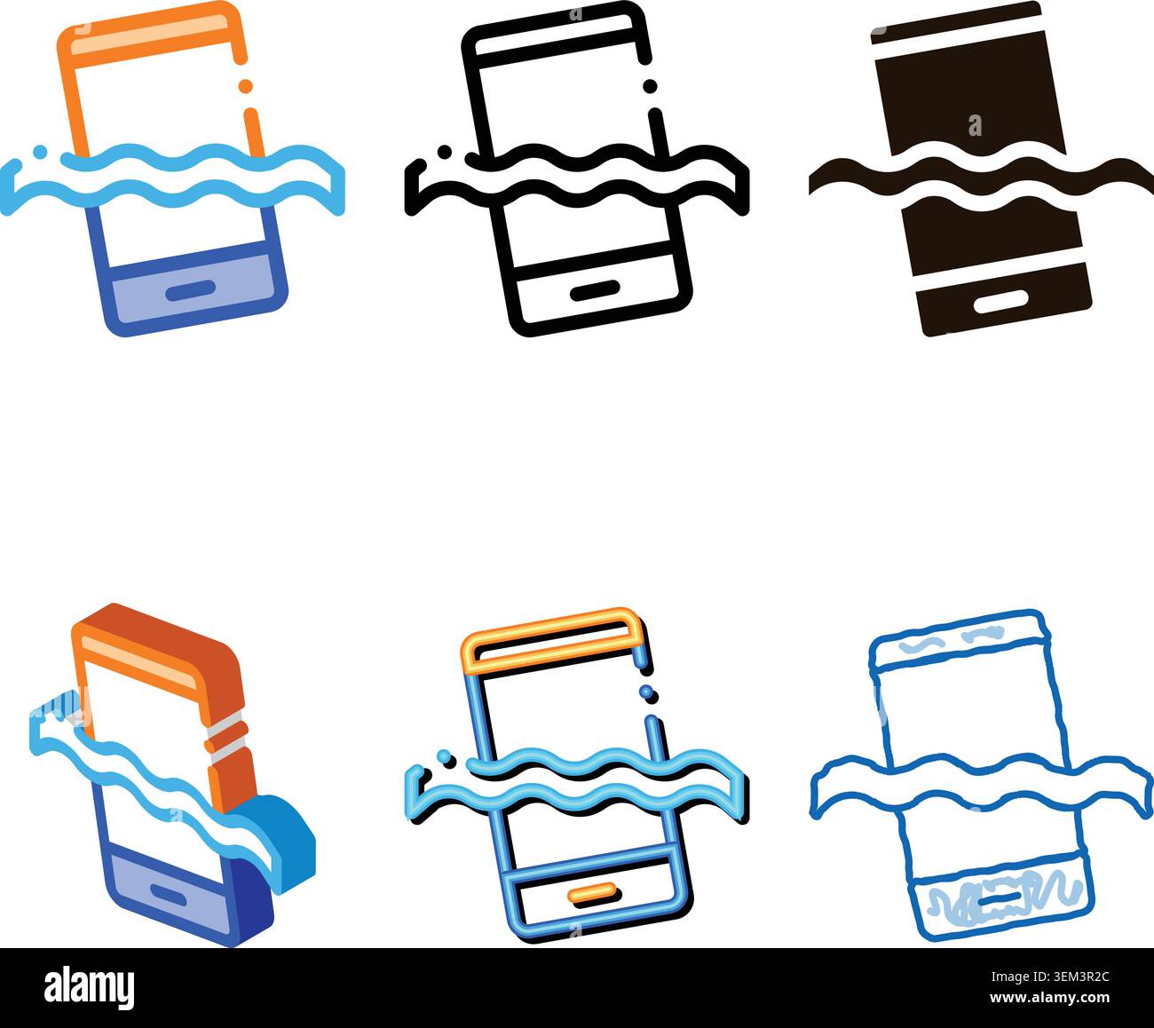 minimal waterproof material phone vector thin line icon Stock Vector