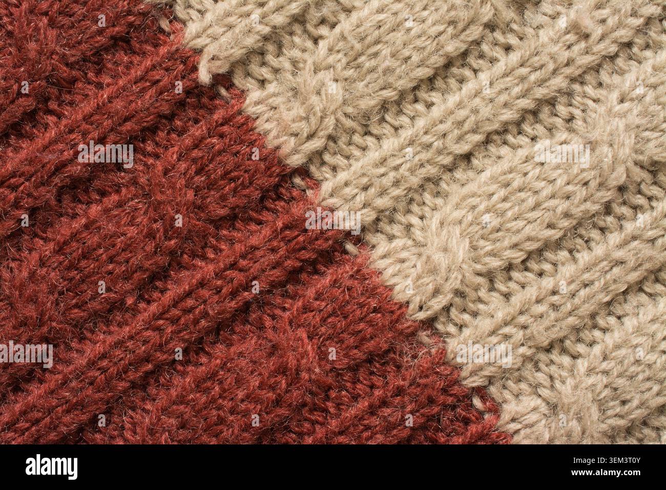 highly detailed needlework wool fabric, close up wool texture background Stock Photo
