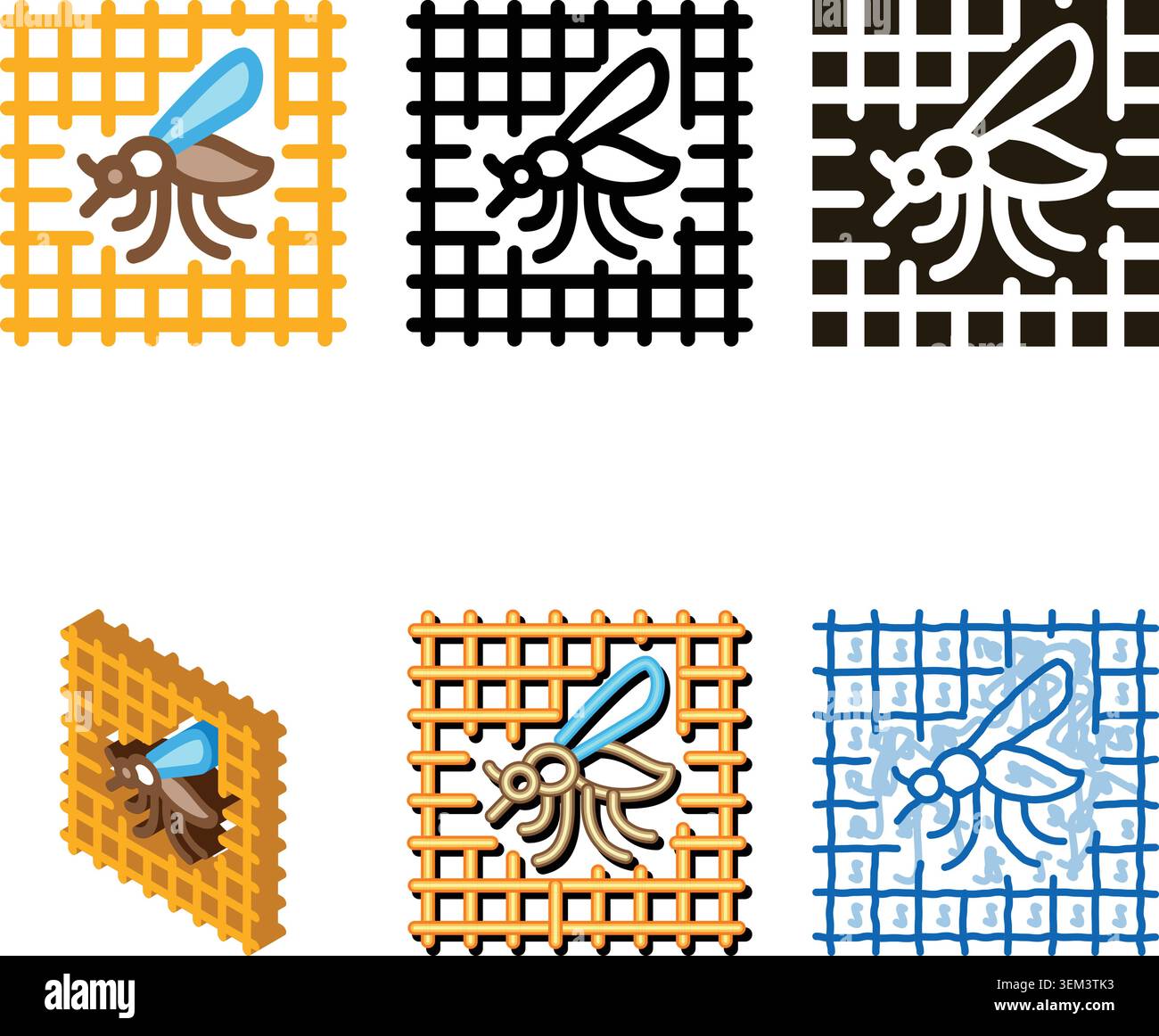 mosquito on grid icon forms vector outline Stock Vector