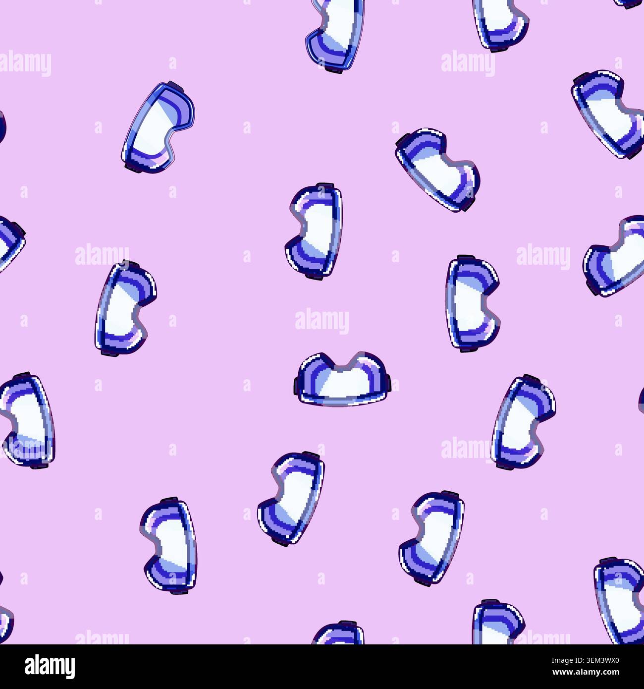 seamless pattern lens goggles ski cartoon vector Stock Vector