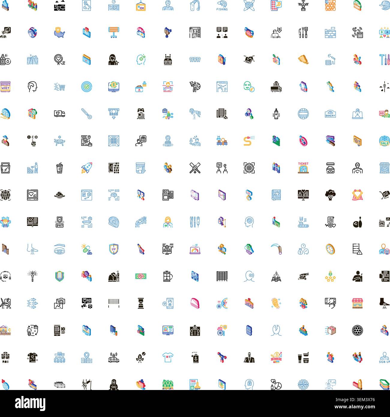 Diverse icon set exploring various business concepts Stock Vector