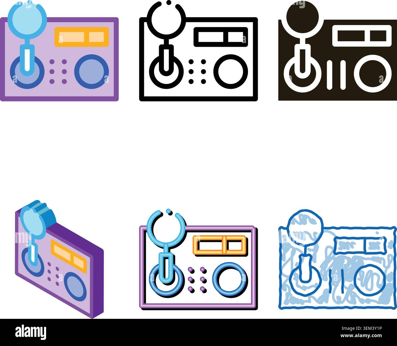 multipack research broken radio icon vector outline Stock Vector