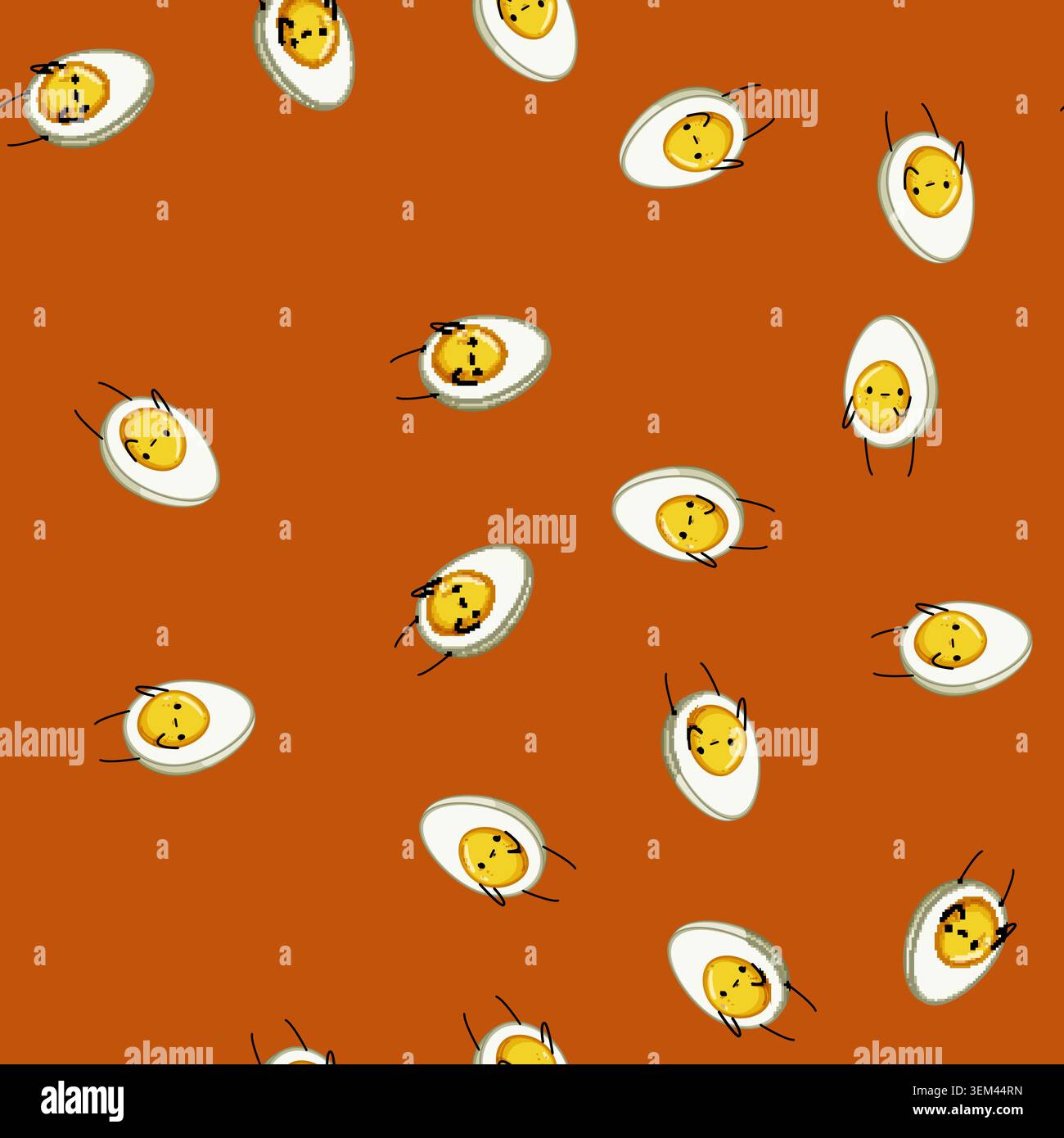 seamless pattern funny egg character cartoon vector Stock Vector