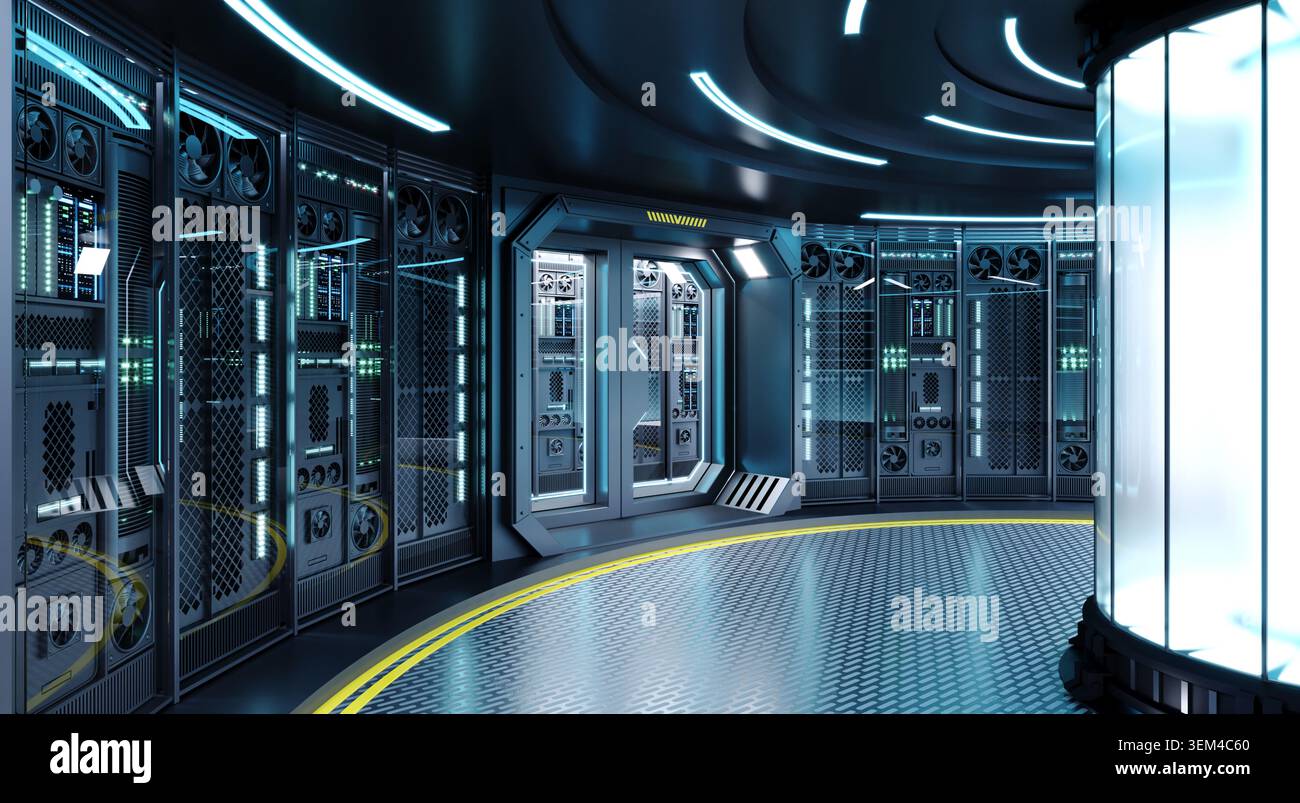 Supercomputer or quantum computer indoors Stock Photo