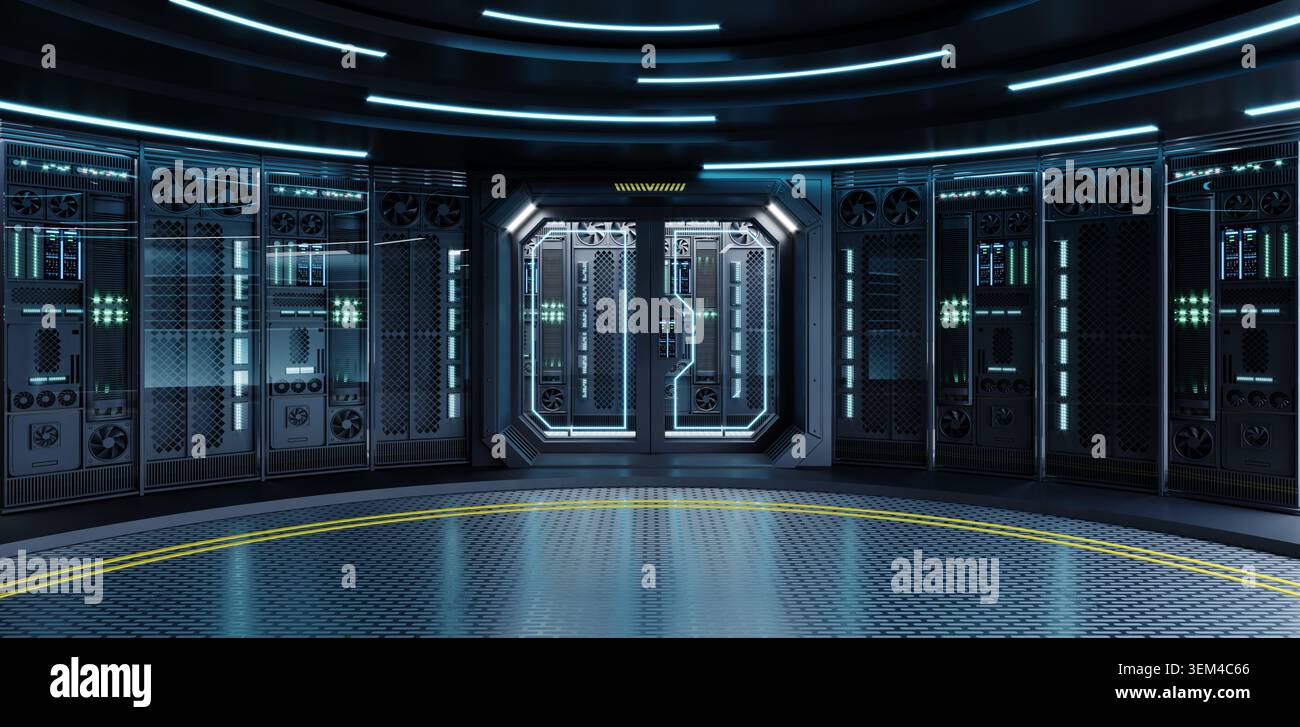 Supercomputer or quantum computer indoors Stock Photo
