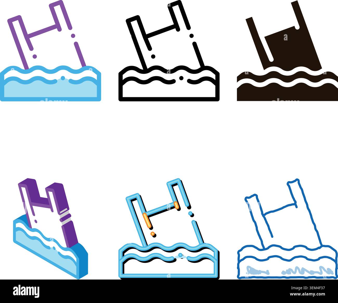 bag junk flotsam in ocean vector edition thin line icon Stock Vector