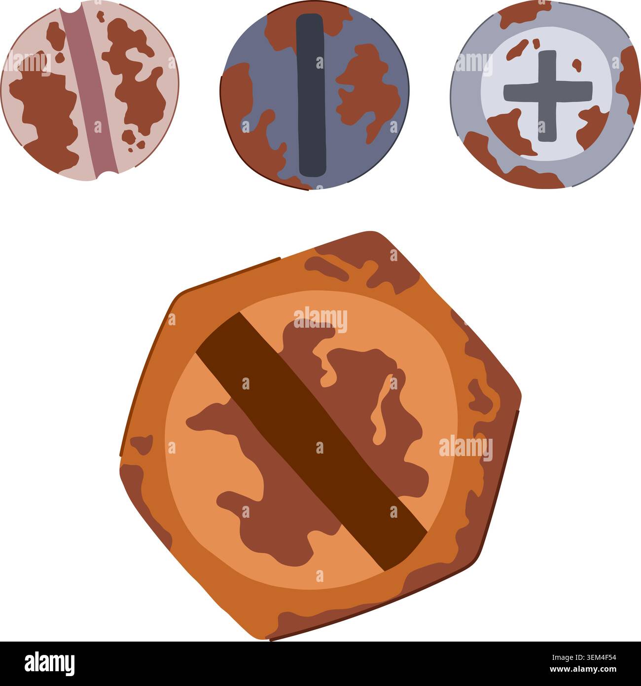 Collection of different rusty screw heads Stock Vector