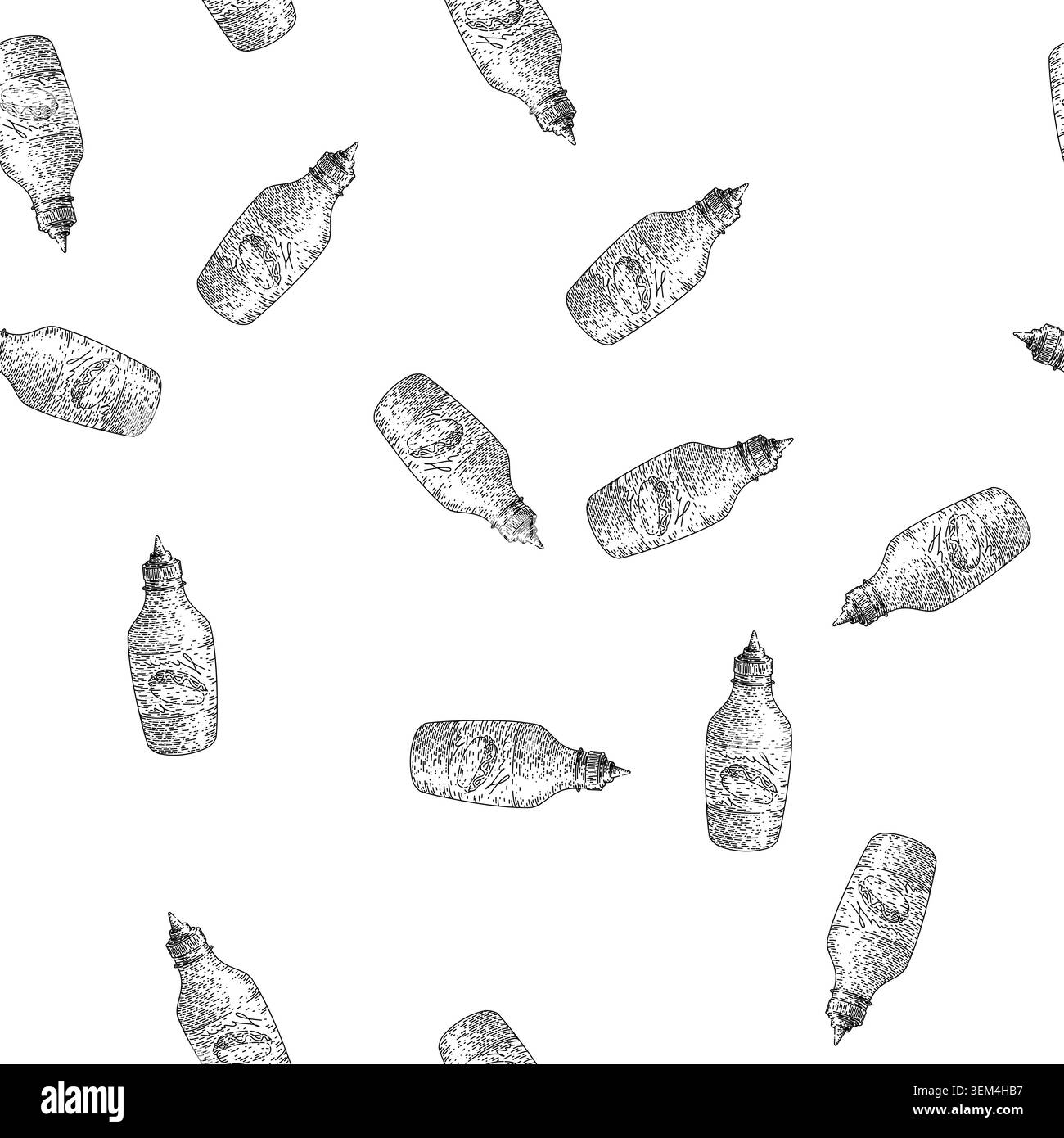 seamless pattern mustard bottle sketch hand drawn Stock Vector