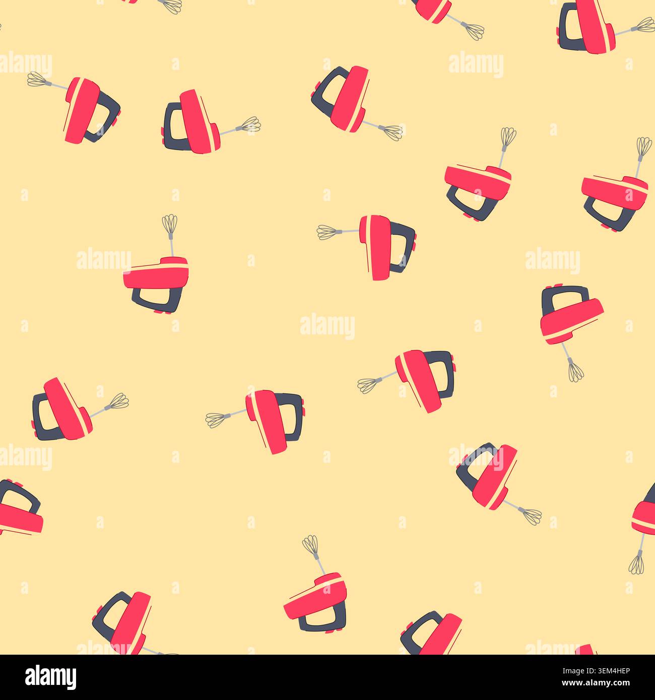 seamless pattern food hand mixer cartoon vector Stock Vector