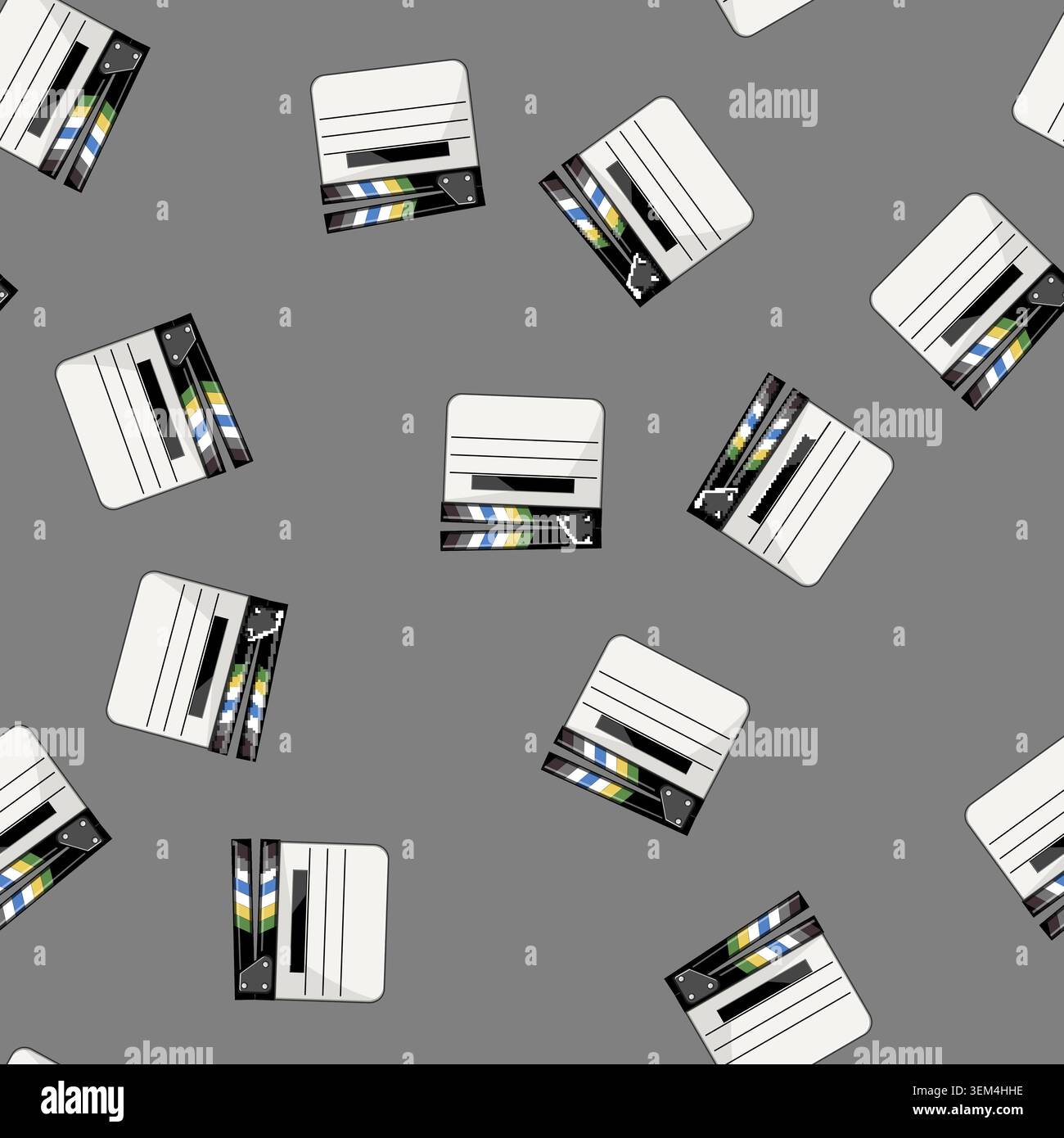 seamless pattern production clapperboard cartoon vector Stock Vector