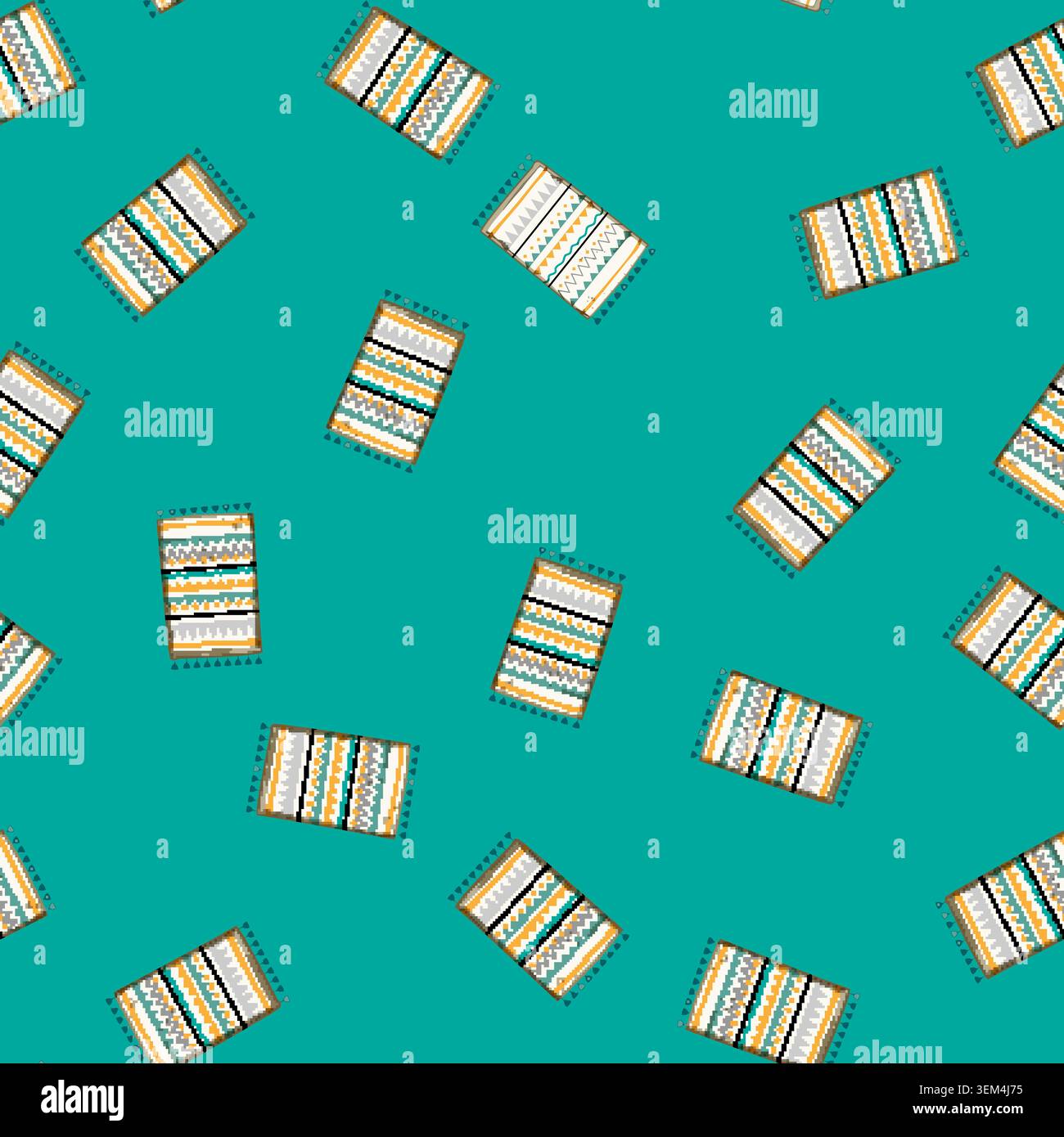 seamless pattern vintage boho rug cartoon vector Stock Vector