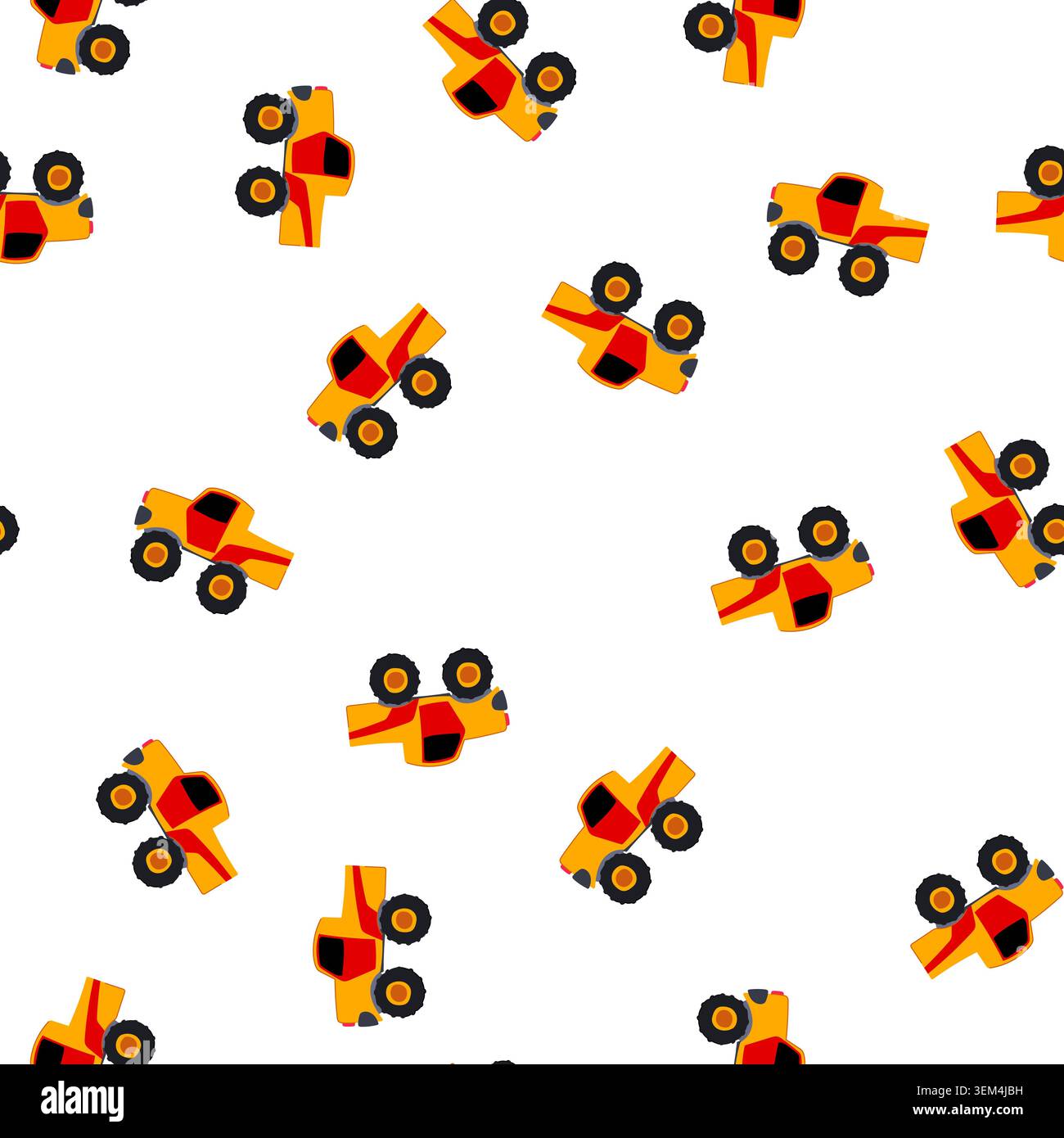 pattern big monster truck cartoon vector Stock Vector