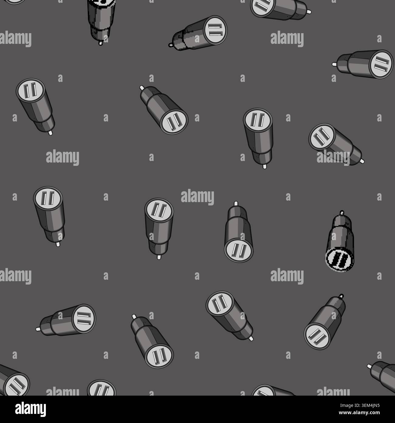 seamless pattern adapter car charger wireless cartoon vector Stock Vector