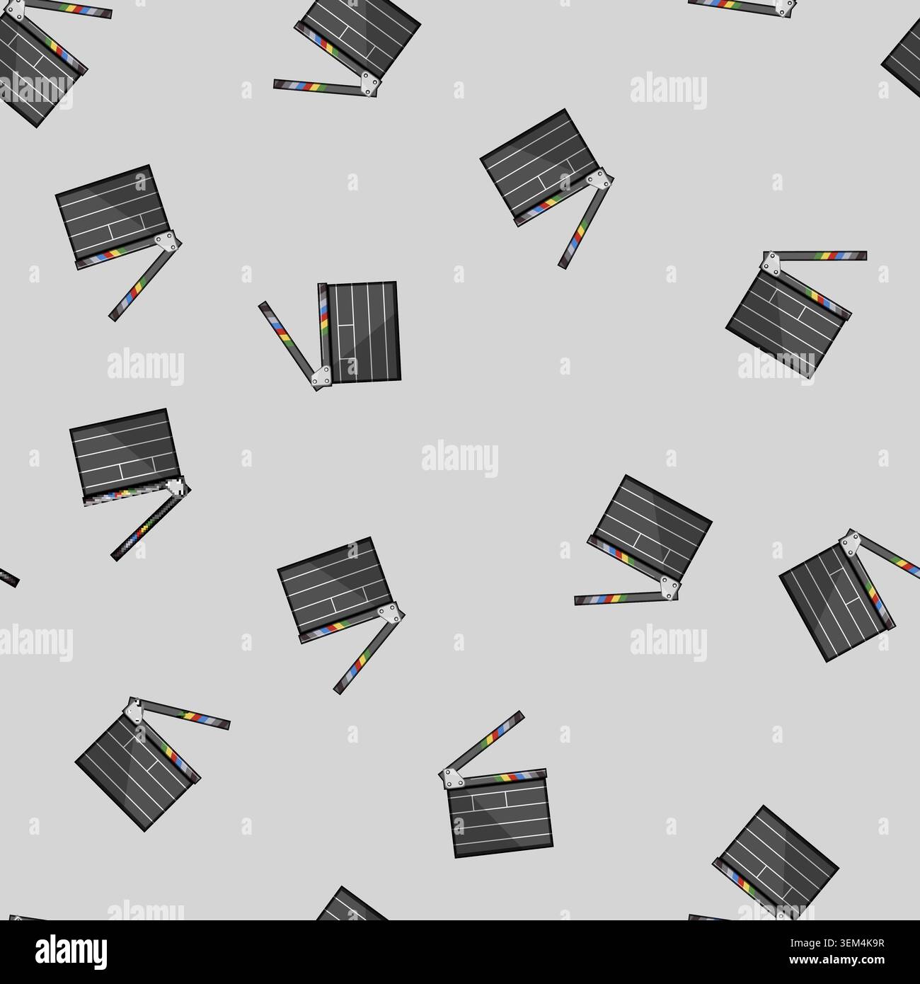 seamless pattern cinema clapperboard cartoon vector Stock Vector