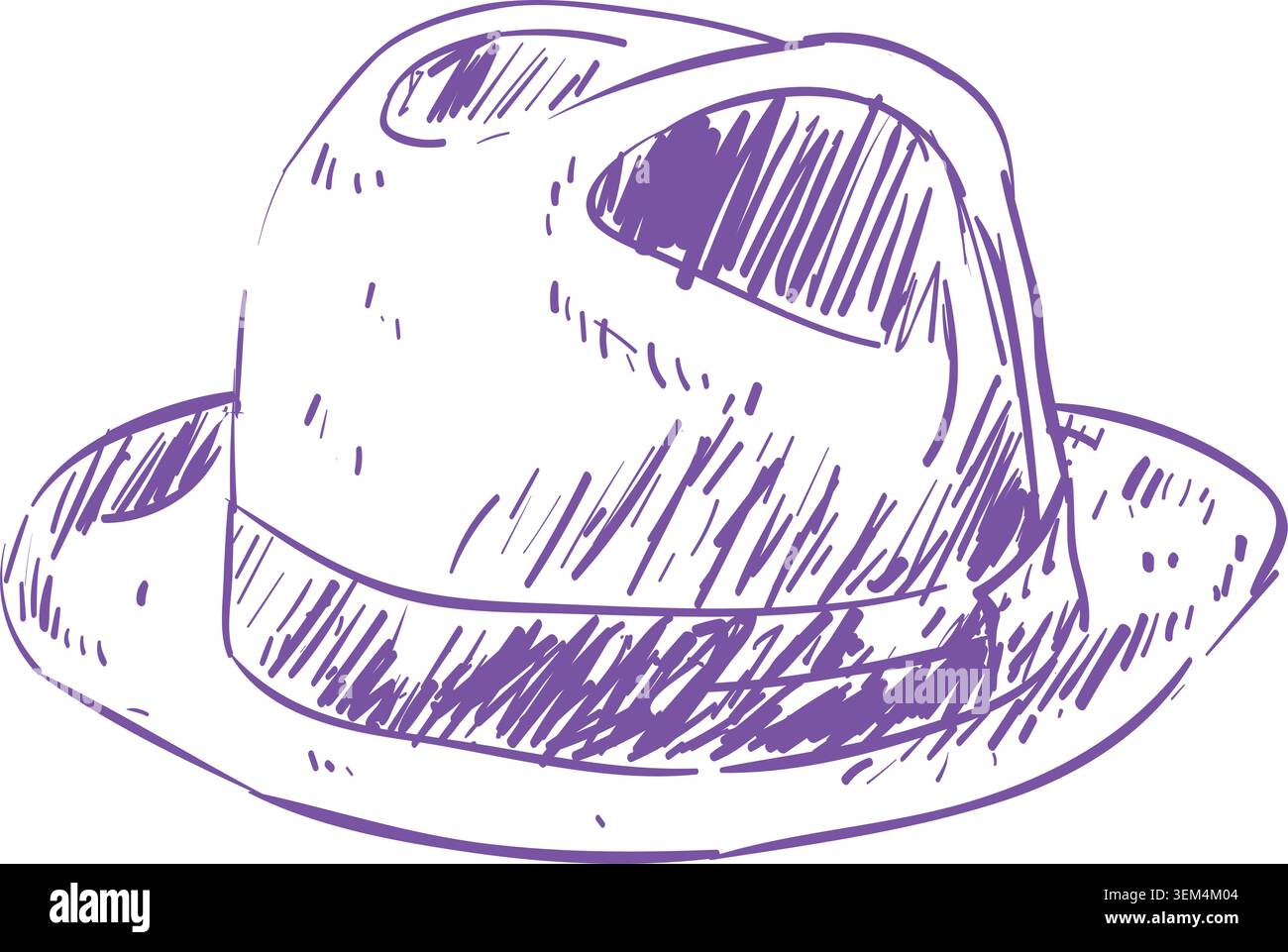 Hand Drawn Fedora Hat Sketch Illustration Stock Vector