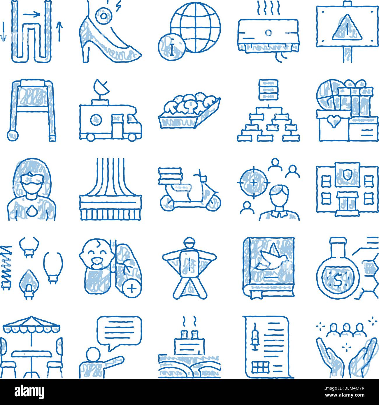 Hand drawn doodle sketch icons set Stock Vector