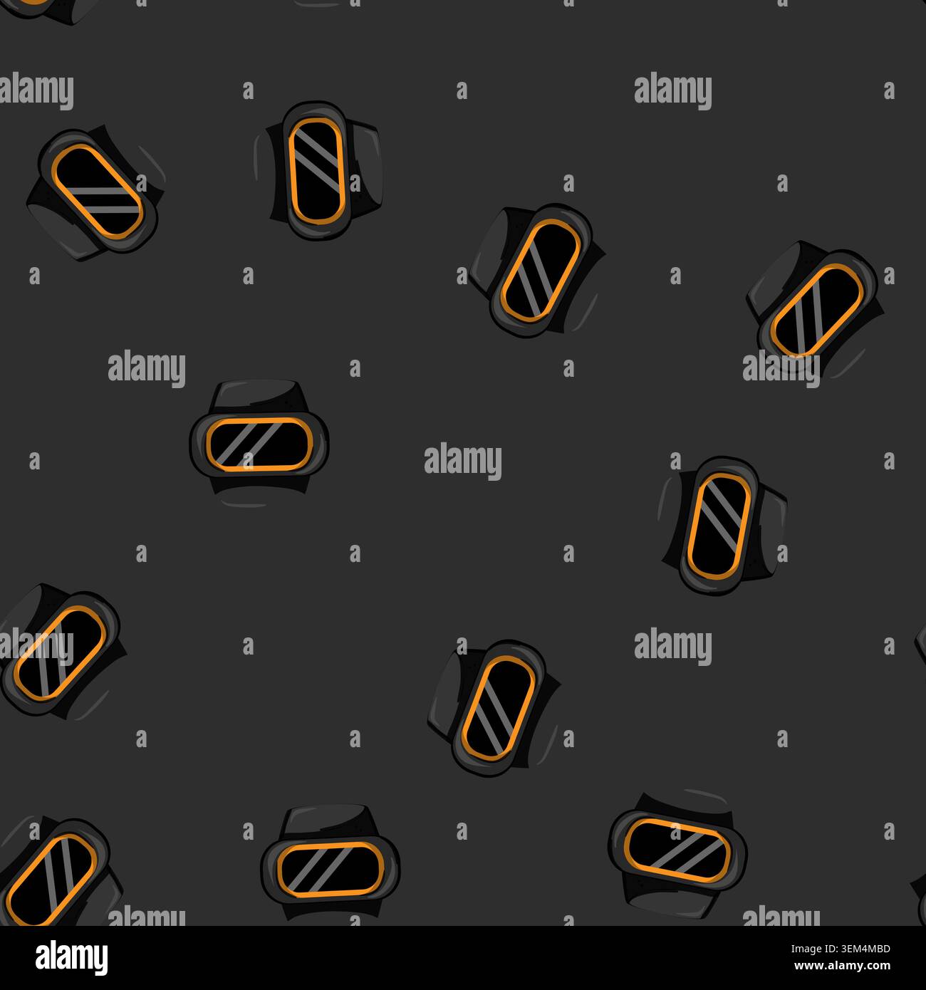 seamless pattern pulse watch tracker cartoon vector Stock Vector
