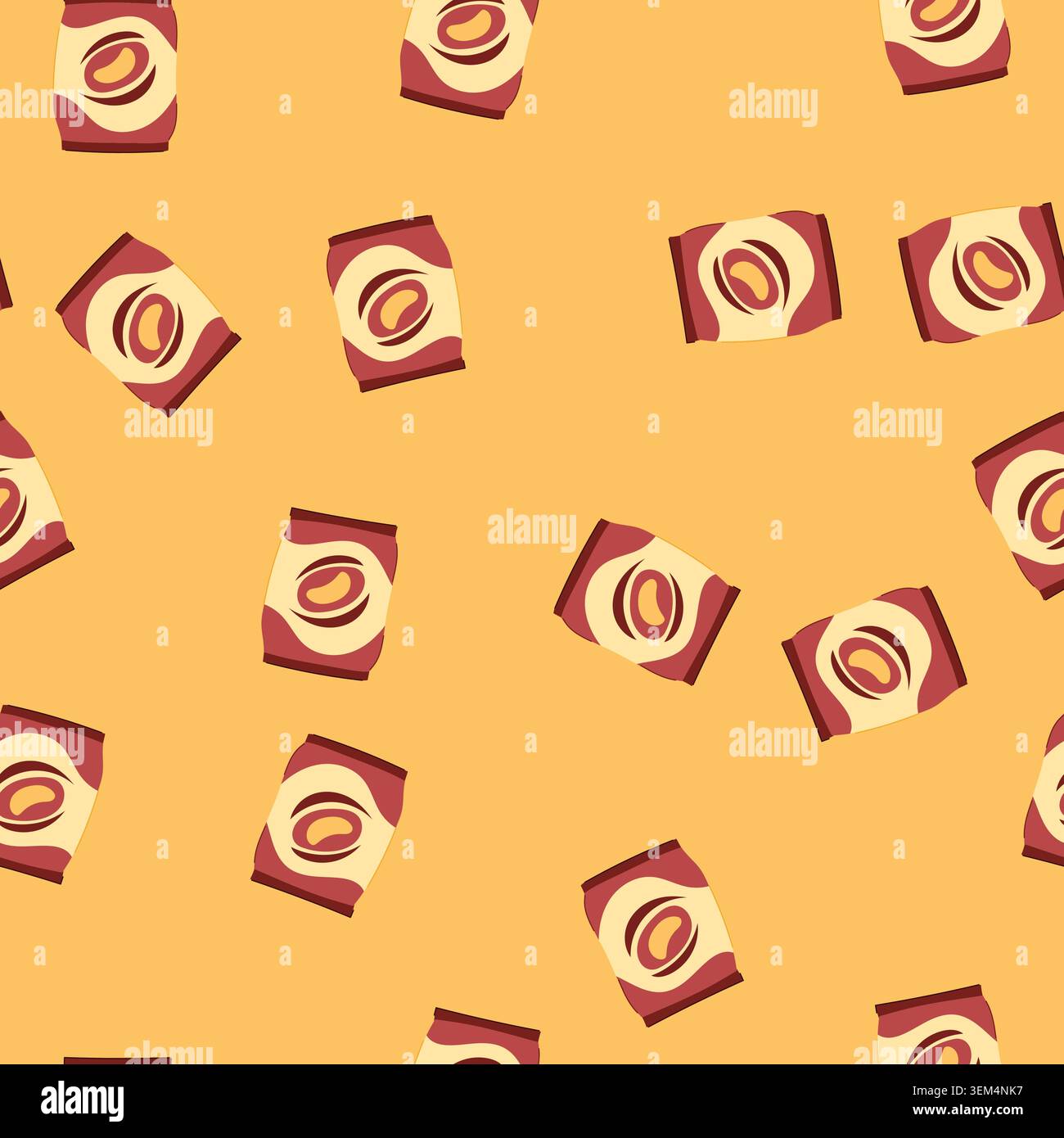 seamless pattern plastic snack pack cartoon vector Stock Vector